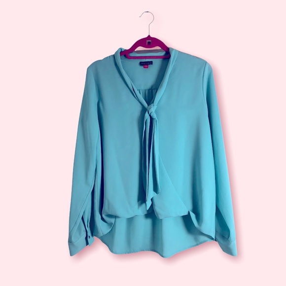 Vince Camuto Faux Wrap Tie Neck Blouse - Picture 1 of 3